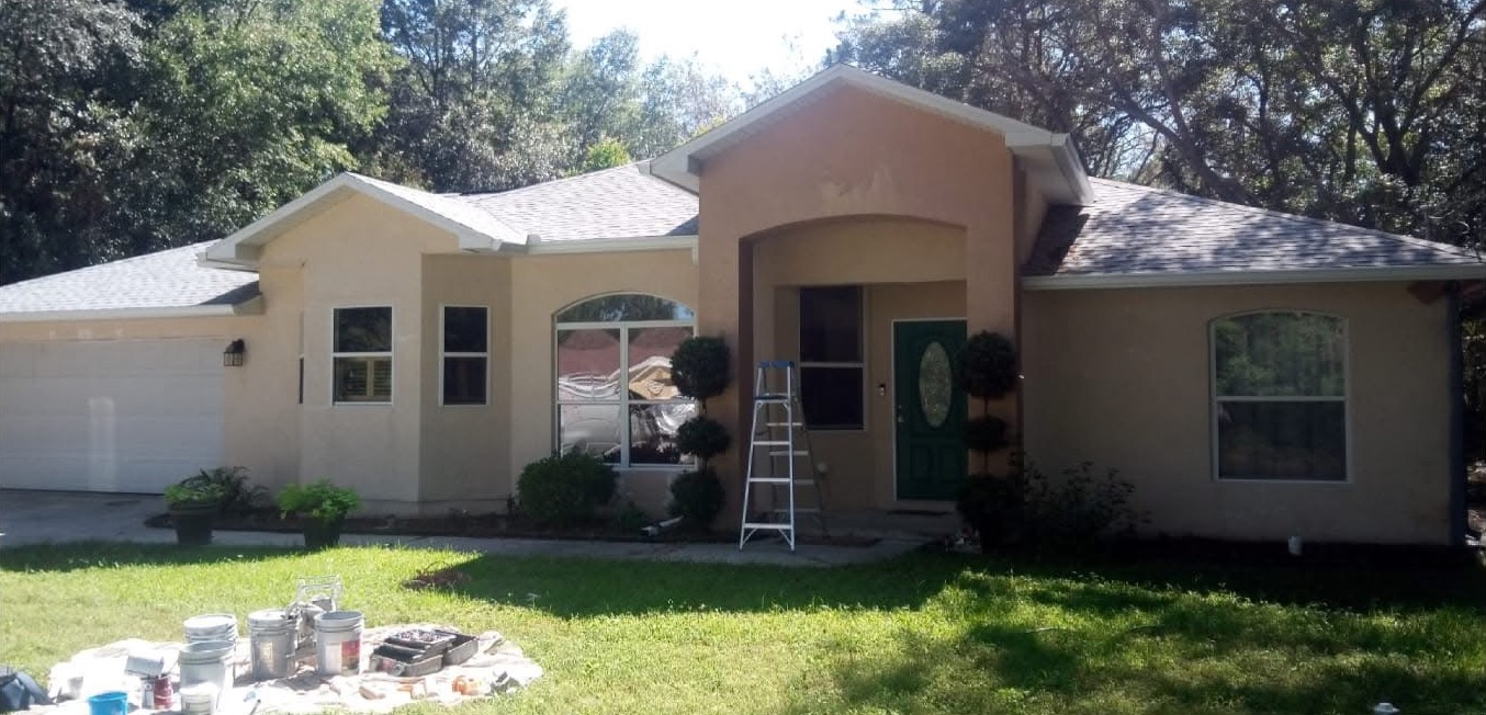 Stucco exterior before painting by Shields Painting